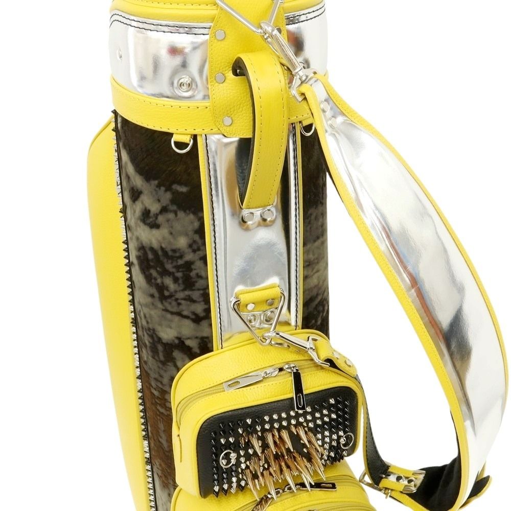 【中古】【未使用】ボンジャポネ BONJAPONE × KOYAMA GOLF BAG FACTORY PUNK レザー スタッズ ゴルフバッグ シルバーxイエロー系【ユニセックス】 中古】【未使用】ボンジャポネ BONJAPONE × KOYAMA GOLF BAG
