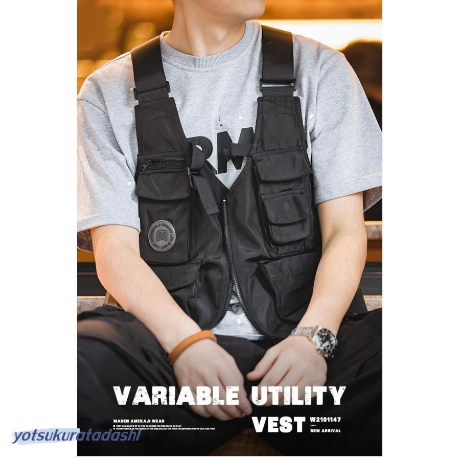 アウトドア 多機能ベスト 2WAY ショルダーバッグ 着るバッグ