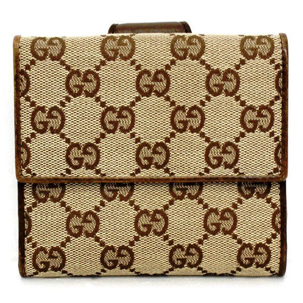 GUCCI【グッチ】 109342 ニュージャッキー コンパクト財布 キャンバス 茶 ブラウン 二つ折り財布 ニュージャッキー GGライン レディース  - メルカリ