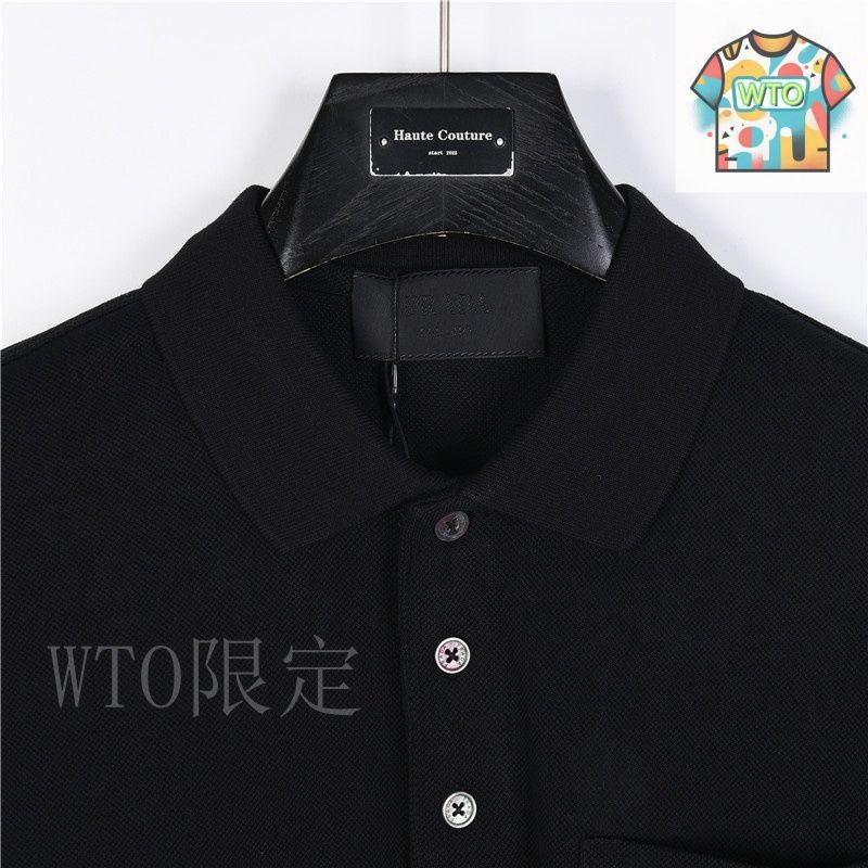 10614【美品】プラダ☆三角ロゴポケット付きポロシャツ　定番カラー　黒 PRADA - 10614【美品】プラダ☆三角ロゴポケット付きポロシャツ