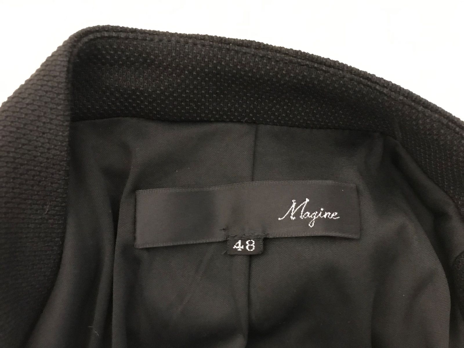 本物マージンMagineノー テーラードジャケット長袖サーフアメカジスケーターストリートミリタリービジネススーツパーティーモードドレスゴルフメンズ48黒ブラックL