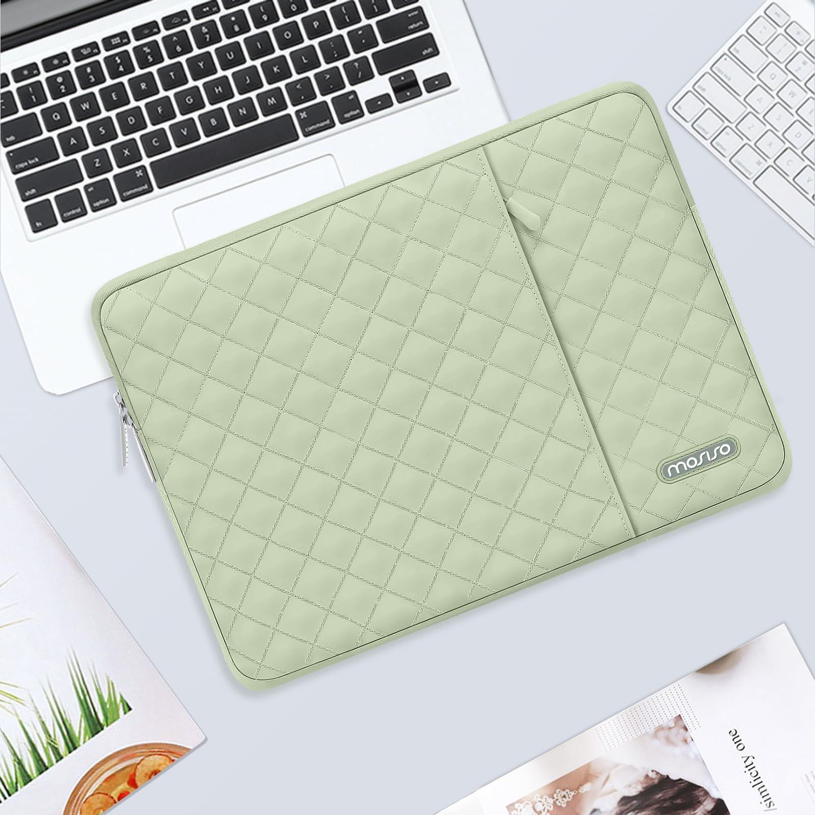 ゴルフ 新品 MOSISO パソコンケース 対応機種 MacBook Air/Pro、13-13.3 インチ ノートパソコン、対応機種 MacBook Pro 14 インチ 2024-2021 M4 M3 M2 M1、ポケットと小さなケース付き 正方形のキルティング