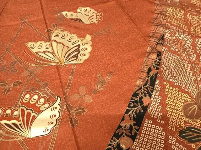 平和屋着物□豪華振袖 駒刺繍 花蝶文 金彩 正絹 逸品 AAAT0427zg