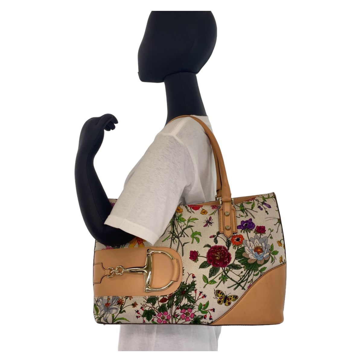 美品 GUCCI グッチ ホースビット フローラ ホワイト 白 ベージュ