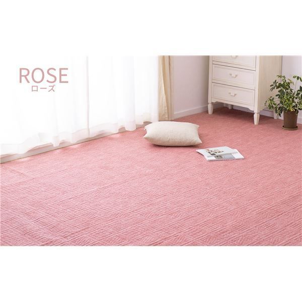 ラグマット 絨毯 江戸間10帖 約352×440cm ローズ 日本製 軽量 折りたたみ 床暖房対応 平織カーペット アンバー リビング