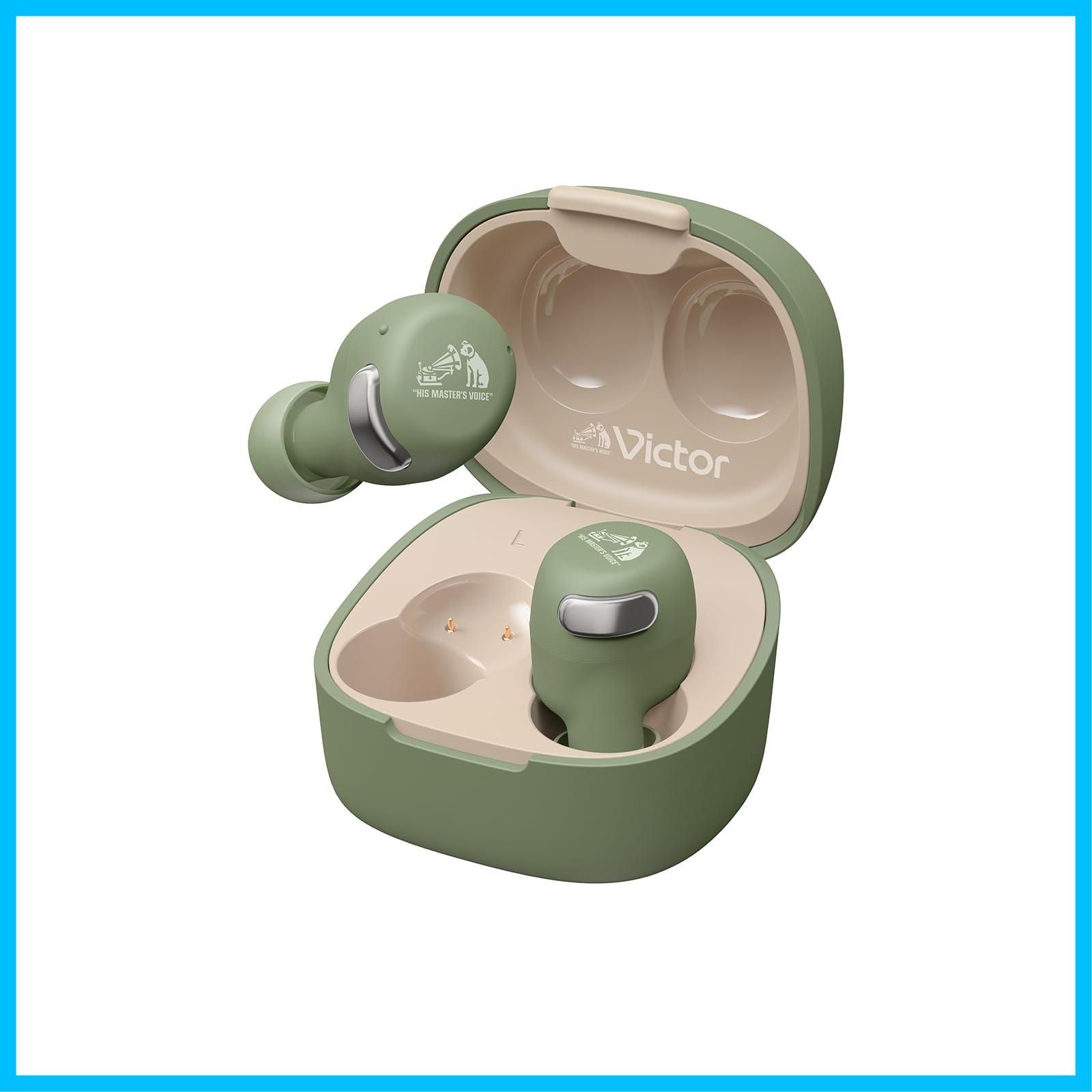 HA-A30T2-G ワイヤレスイヤホン Bluetooth Ver.5.3 Victor ノイズキャンセリング アプリ対応 マルチポイント 合計27時間再生 マイク付き JVCケンウッド 小型 軽量 外音取り込み 防水 グリーン