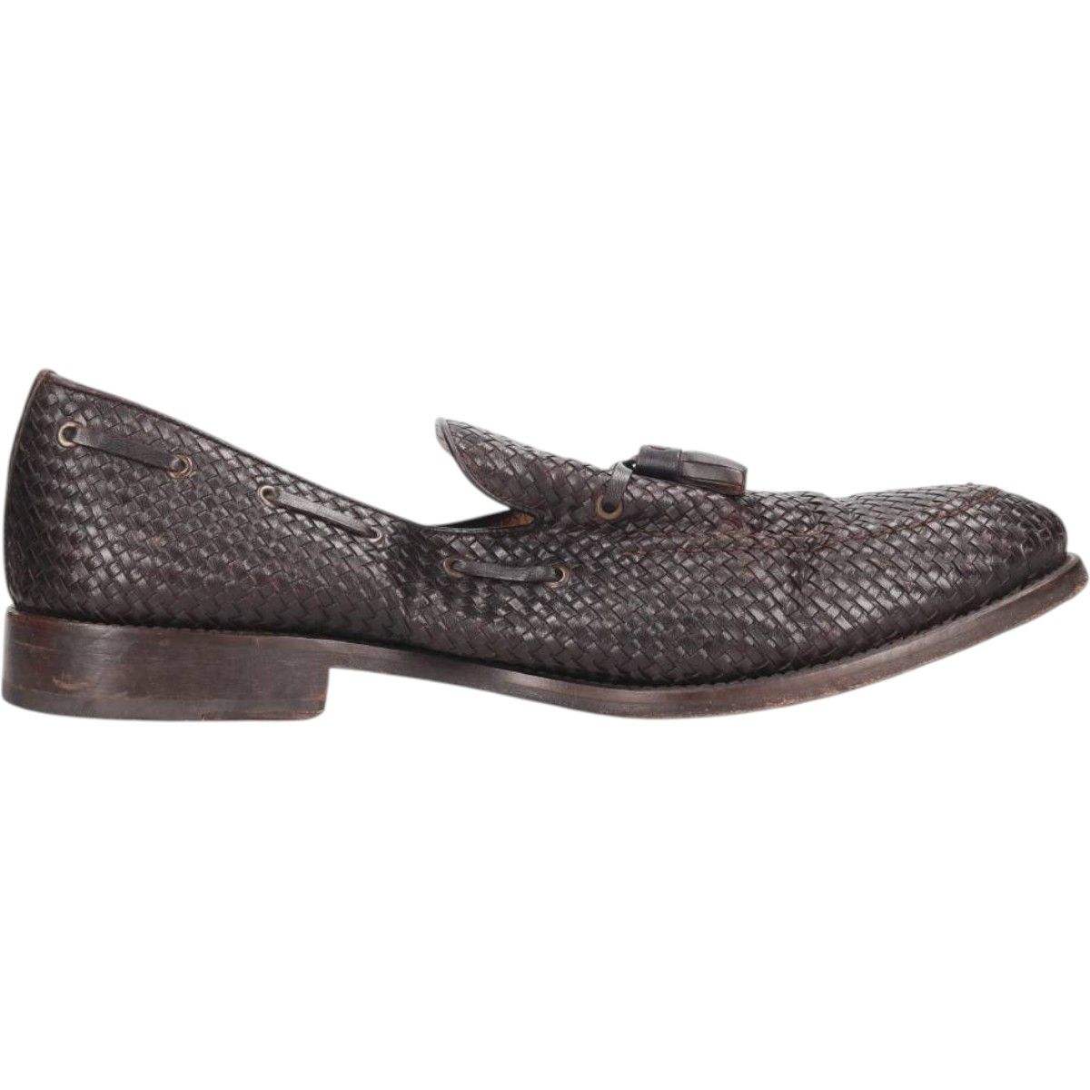 編み込み タッセルローファー