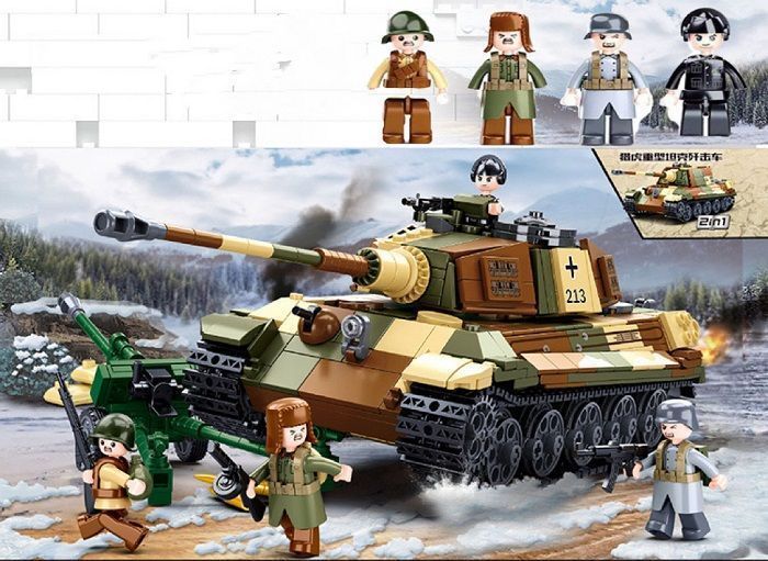 LEGO レゴ 互換 ブロック 模型 プラモデル 重戦車 ティーガーⅡ ドイツ軍 WW2 ミニフィグ 大人のレゴ ミリタリー 子供 こども 互換品  フィギュア 人形 軍隊 軍事 兵隊 武器 兵士 スワット 銃 誕プレ ギフト キッズ 男の子 おもちゃ 玩具 -