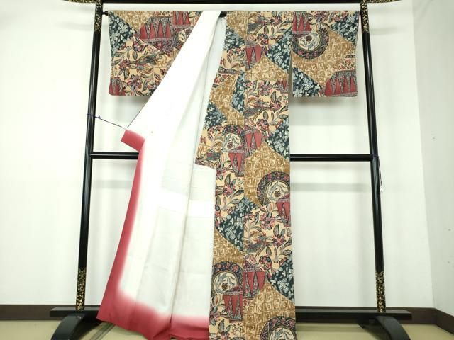 平和屋着物▽上質な小紋　単衣　斜縞　正絹　逸品　DAAT9749az 平和屋着物▽上質な小紋 単衣 斜縞 正絹 逸品 DAAT9749az