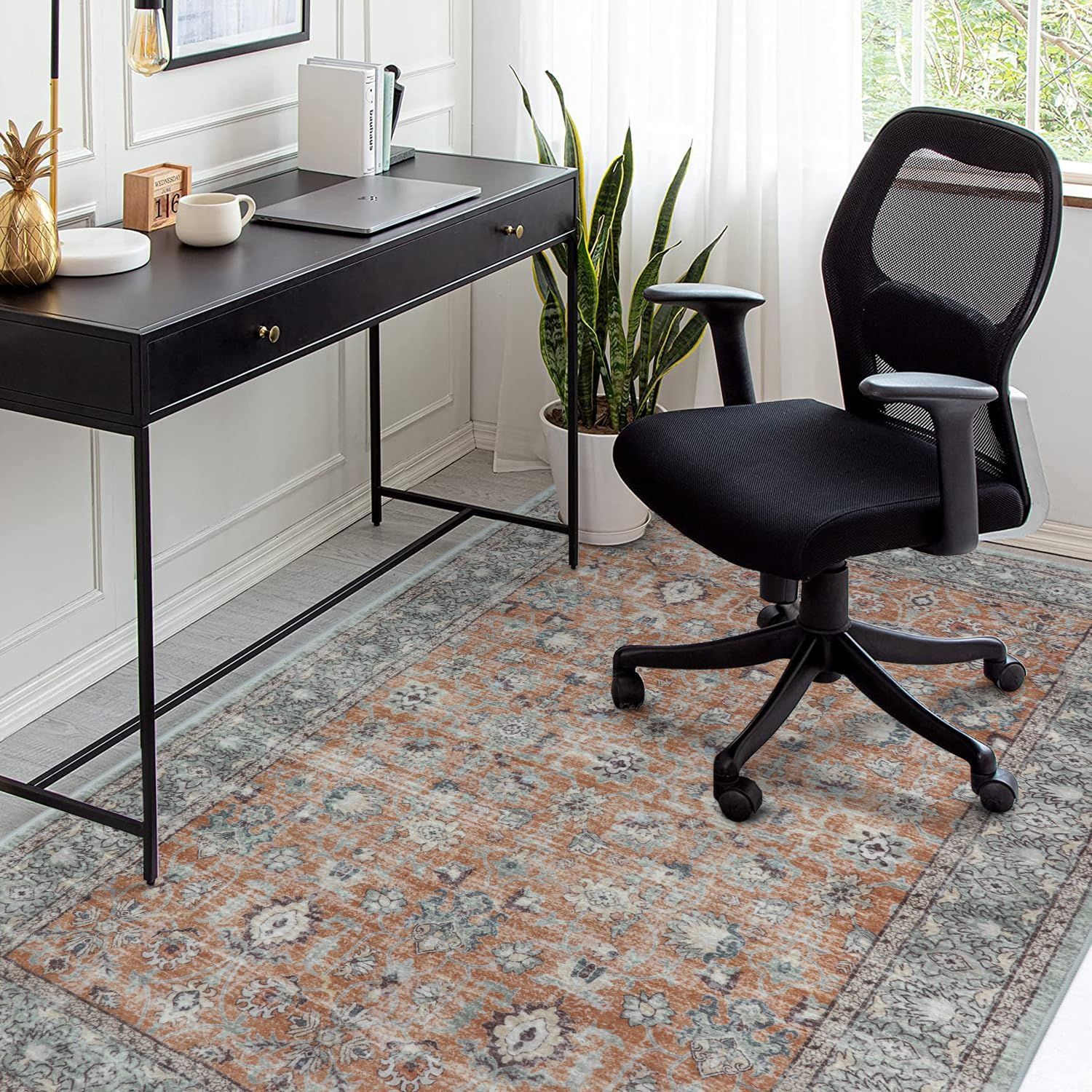 パンプス 洗える 2畳 185×185cm 正方形 ホットカーペット対応 絨毯 ペルシャ風 ラグ ラグマット ふわふわ おしゃれ オールシーズン適用 滑り止め カーペット 防ダニ 防臭 軽量 防音マット 室内用 HAOCOO デスクマット ダイニングマット アンティーク 【全品送料無料】