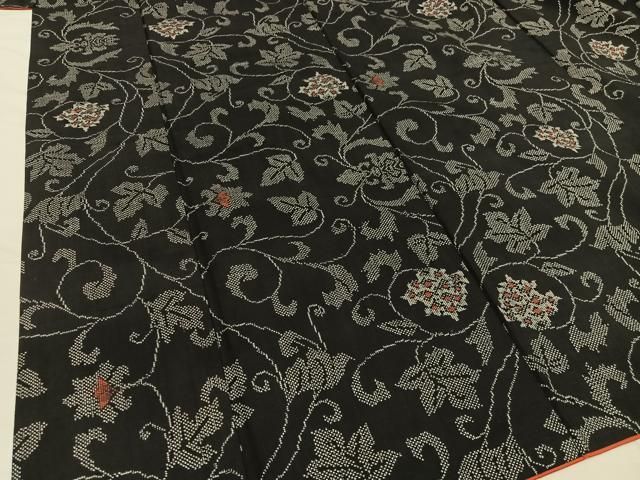 平和屋着物○本場染大島紬 草花菱文 ロング丈 正絹 逸品 AAAV7261zg