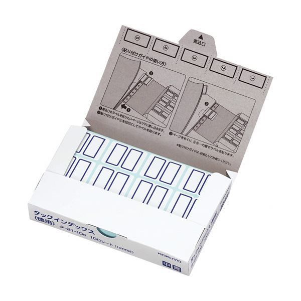 まとめ コクヨ タックインデックス 紙ラベル徳用 中 23×29mm 赤枠 タ-21-10R 1パック 1200片入 12片×100シート ×10セット