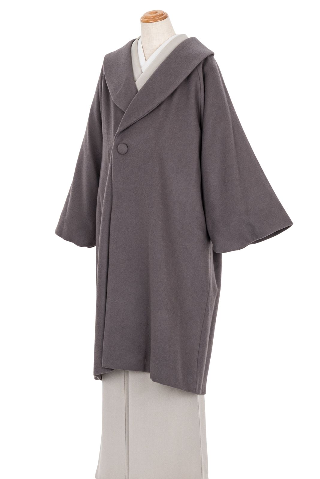 ヘチマ衿 和装コート カシミヤブレンド チャコールブラウン