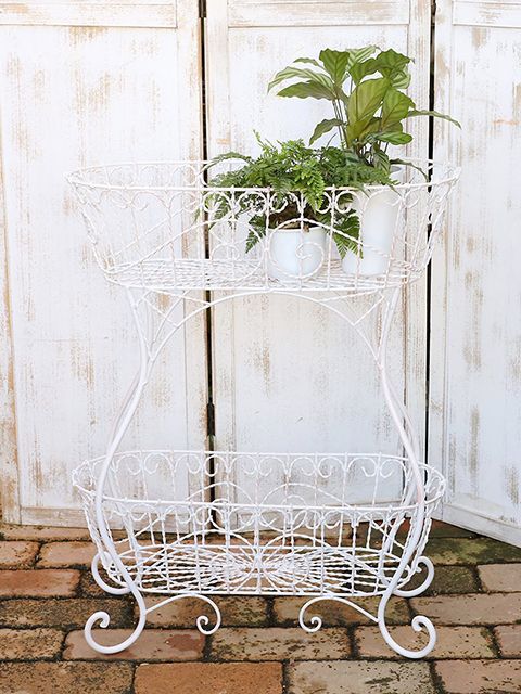 フランスアンティーク アイアンキッチンバスケット2段