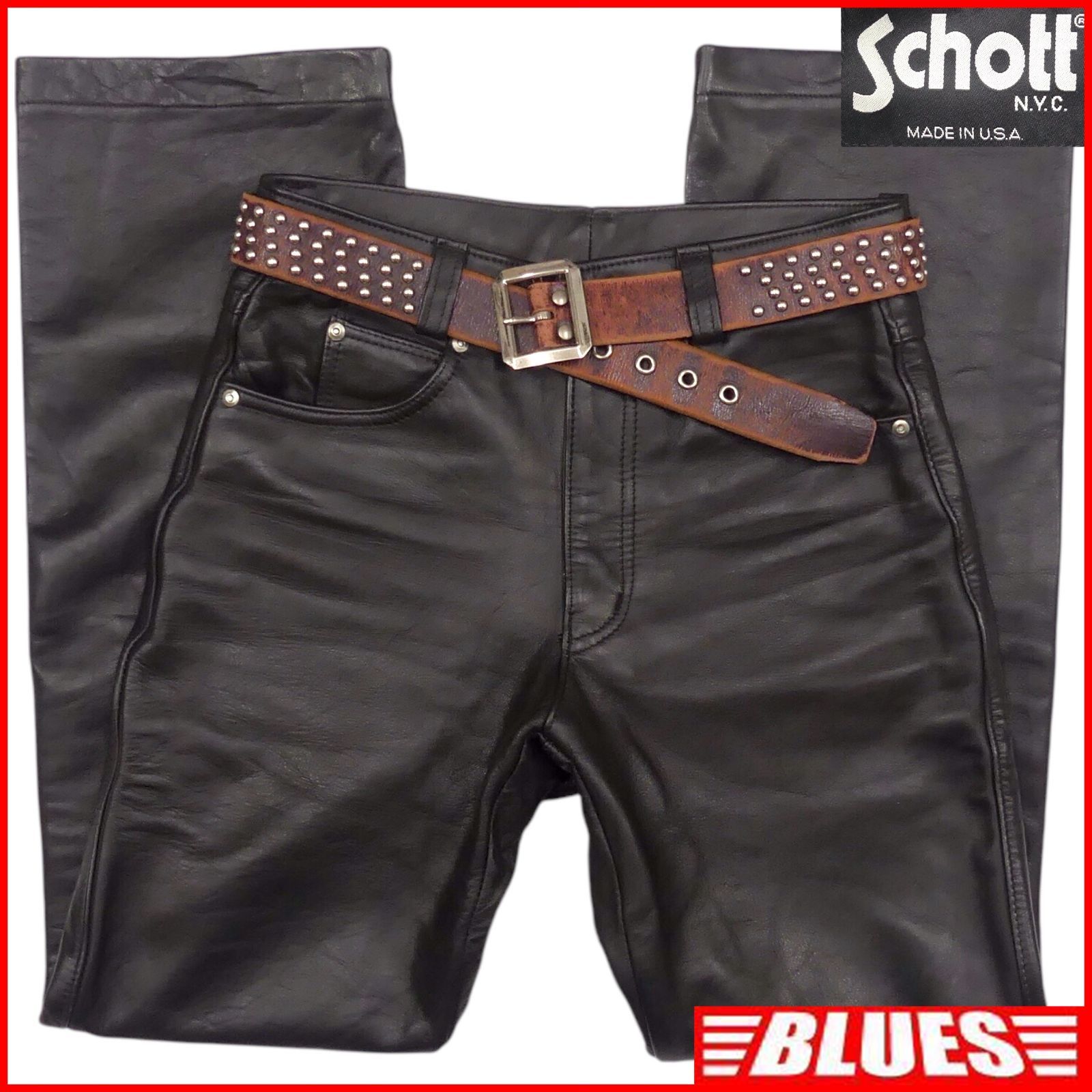 Schott ショット　7449 USA製 牛革 レザーパンツ W30 Schott ショット 7449 USA製 牛革 レザーパンツ W30