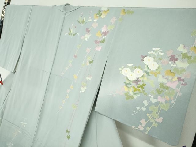 平和屋着物○訪問着 友禅 草花文 暈し染め 正絹 逸品 未使用