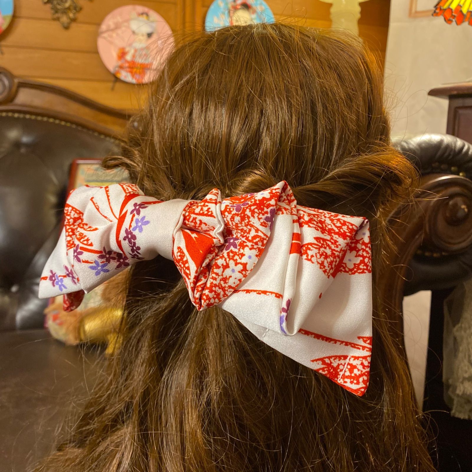 着物リメイク ハンドメイド ハイカラおりぼん ヘッドドレス