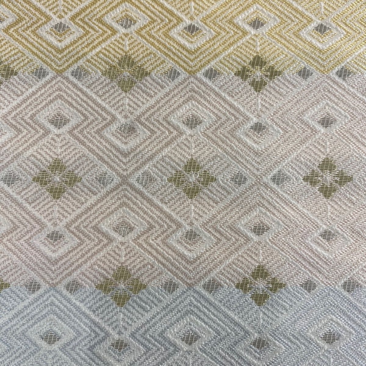 袋帯 秀品 松皮菱 金銀糸 ベージュ 六通 正絹