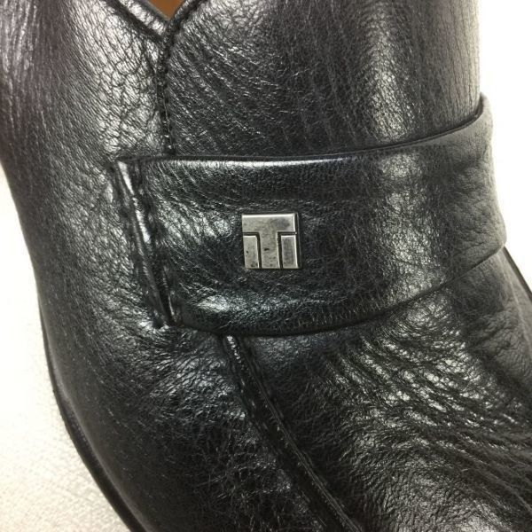 イタリア製/Vintage★a.testoni ア.テストーニ★ローファー/本革〈黒/BLACK/ブラック/size 7/25.5〉レザースリッポン/モカシン/メンズ/loafer shoes〕/men's 菅NO.ZA-43 イタリア製/Vintage☆a.testoni ア.テストーニ☆コインローファー/本革