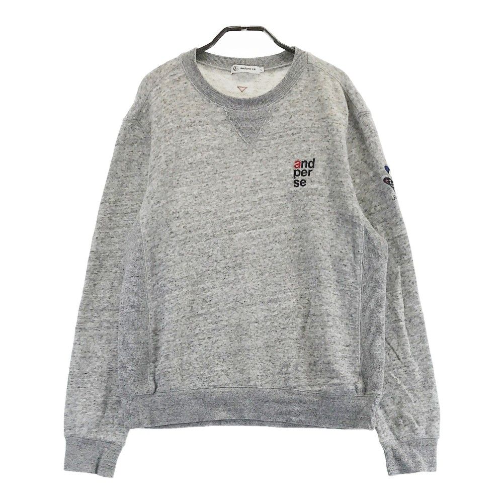アンパスィ ニットセーター 長袖 LL グレー 総柄　大きいサイズ　ワッペン アンパスィ ニットセーター 長袖 LL グレー 総柄 大きいサイズ ワッペン