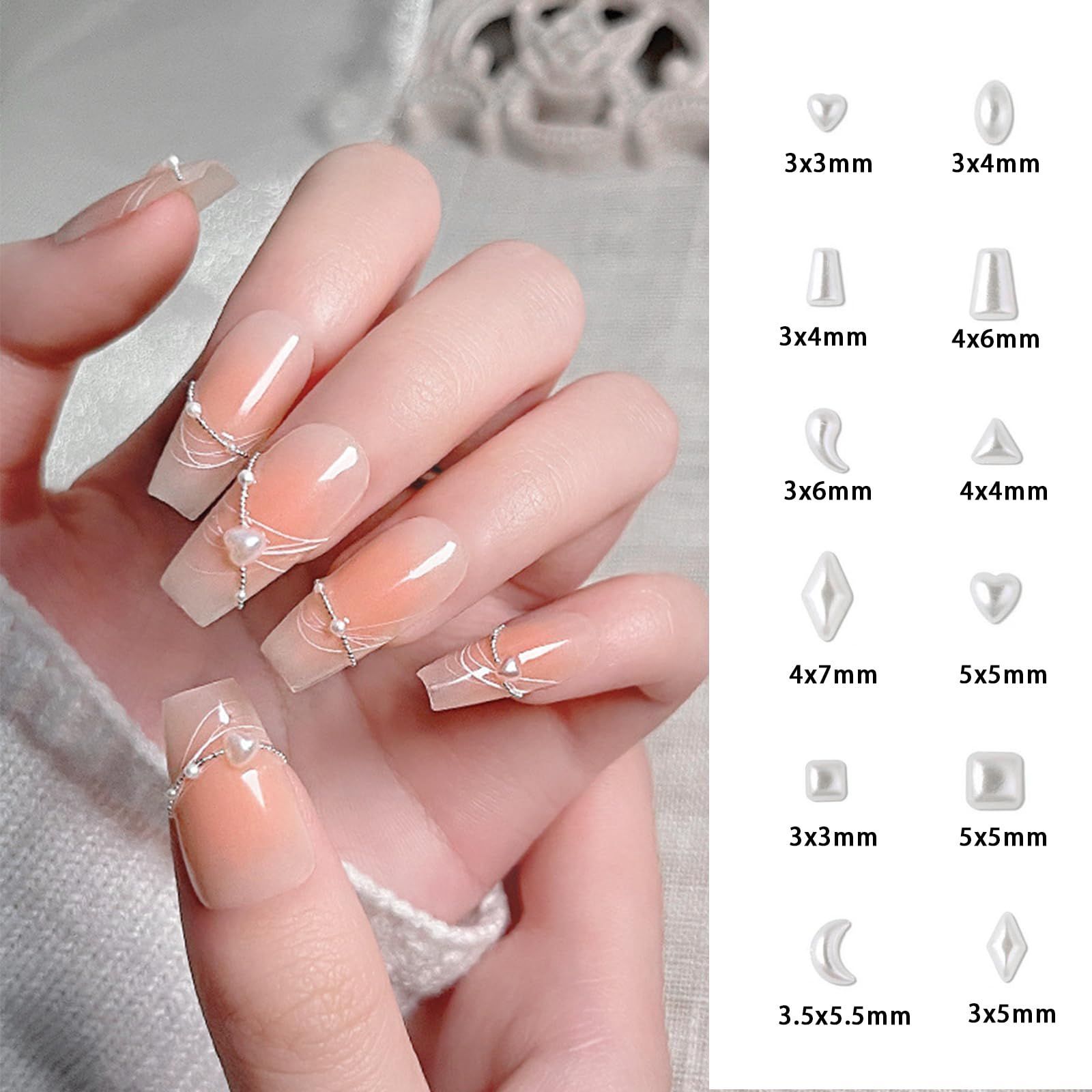 在庫処分】パール ネイルパーツハート 菱 月 正方 三角 楕円 在庫処分】パール ネイルパーツハート 菱 月 正方 三角 楕円