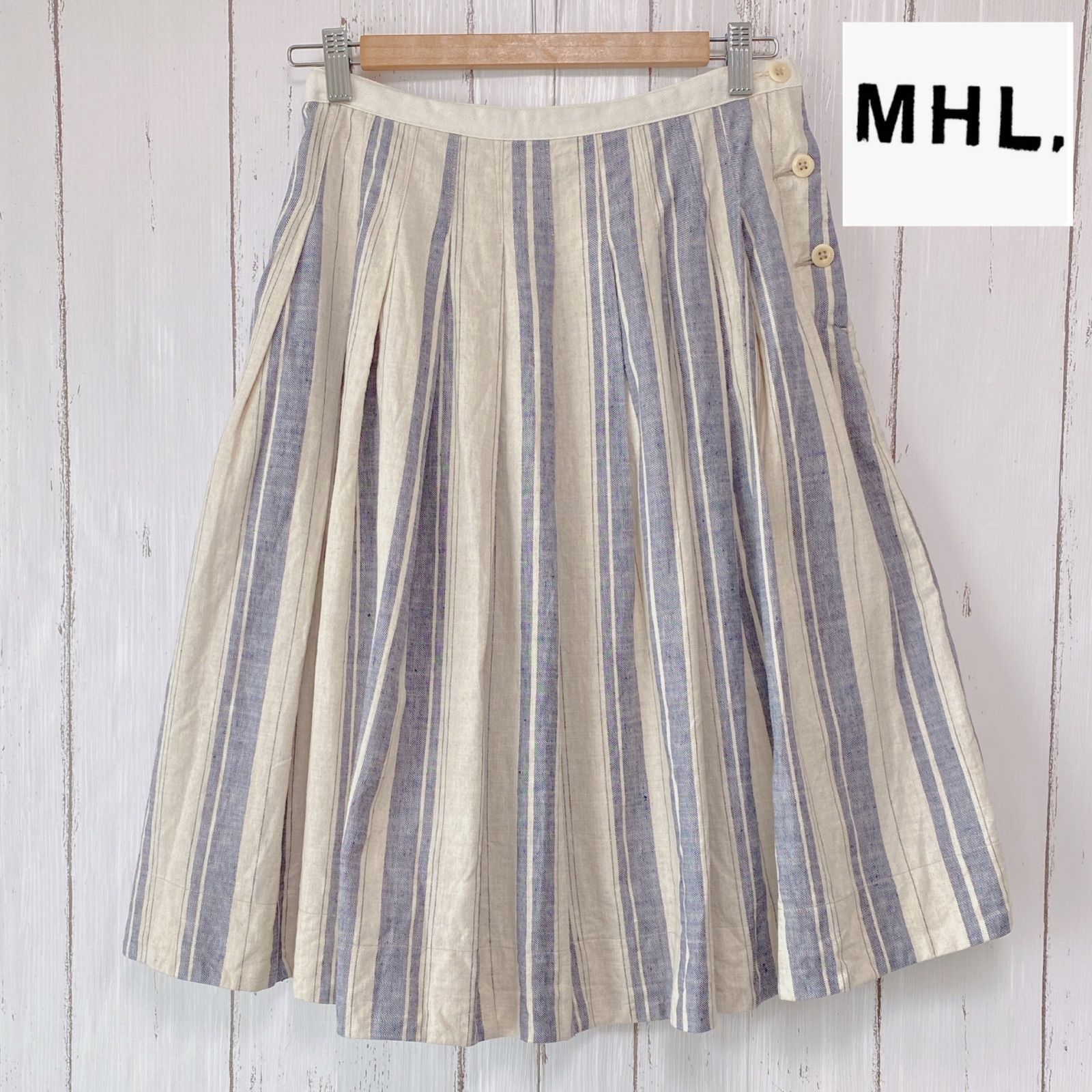 MHL マーガレットハウエル 麻 スカート ストライプ サイズ1 - メルカリ 