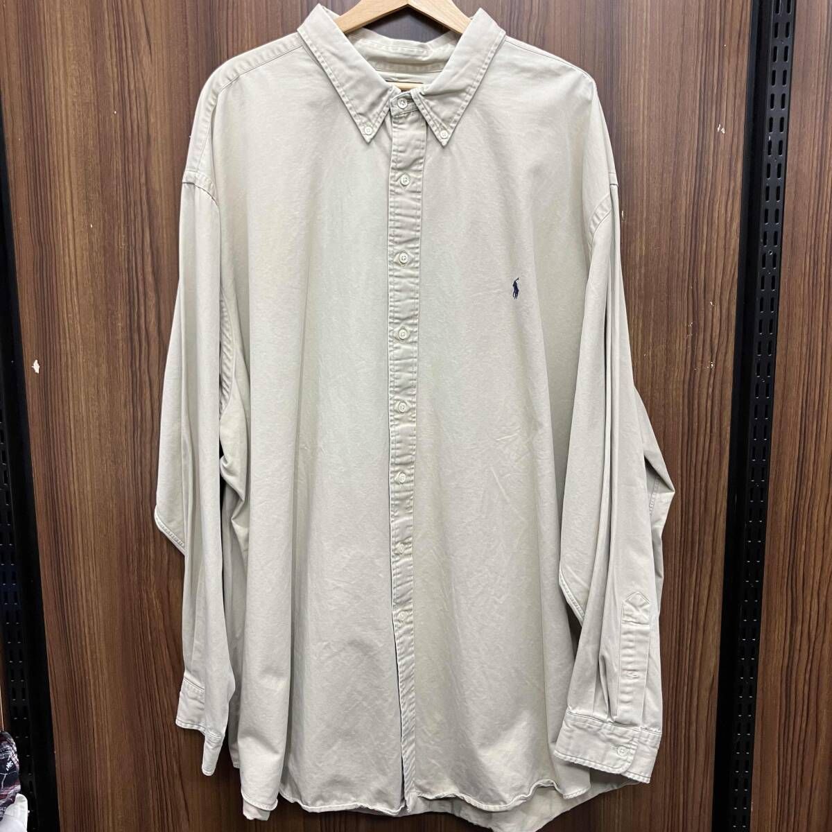 新品 タグあり ポロラルフローレン ボタンダウン クラシック ベージュ Ralph Lauren】希少胸ポケット付き オックスフォード ボタン