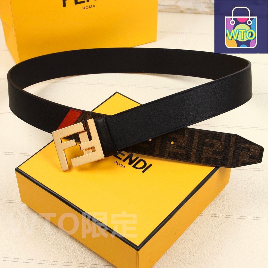 FENDI ベルト Fendi ベルト ブラウン ゴールド Fロゴデザイン FFベルト