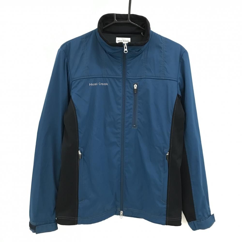 美品】ヒールクリーク ジャケット ブルー×黒 一部裏起毛 切替 美品】ヒールクリーク ジャケット ブルー×黒 一部裏起毛 切替