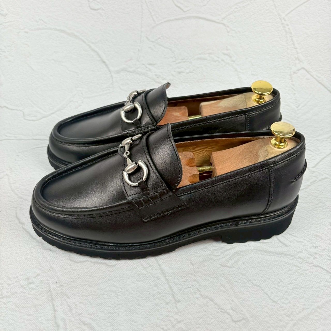 極美品】Berwick バーウィック 5387NVLBK ビットローファー シルバー 