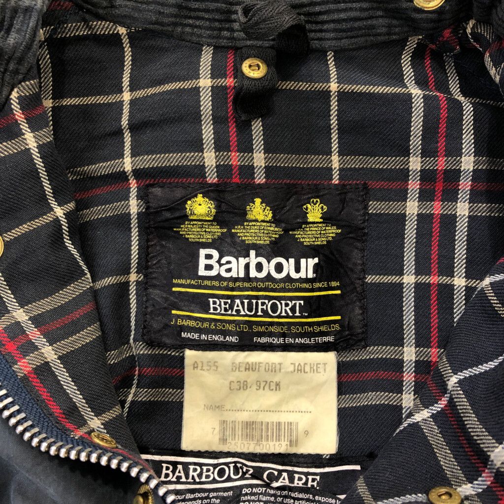90年代 イングランド製 Barbour バブアー BEAUFORT ビューフォート オイルドジャケット ユーロ ブラック (メンズ C38) 中古 古着 P6611 90年代 イングランド製 Barbour バブアー BEAUFORT ビューフォート