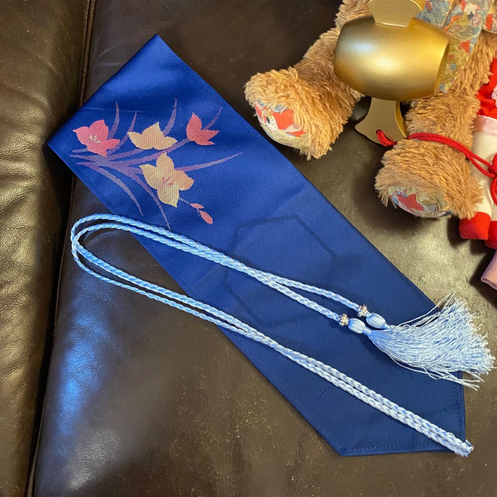 リメイク 着物ワンピース 化繊 洗える 名古屋帯サッシュベルト付き