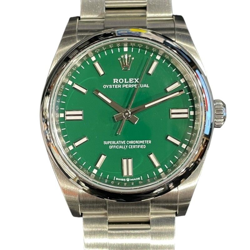 ロレックス ROLEX オイスターパーペチュアル 36 126000 グリーン/バー文字盤 中古 腕時計 メンズ ロレックス「オイスター パーペチュアル デイデイト36」をレビュー