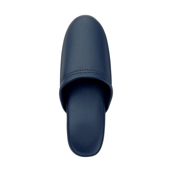  (まとめ) オーミケンシ 抗菌ビニールレザー調スリッパ ダークブルー 1足  