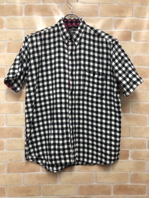 【中古】 STUSSY  ステューシー  ネルシャツ 半袖 チェック ブラック S 111395736