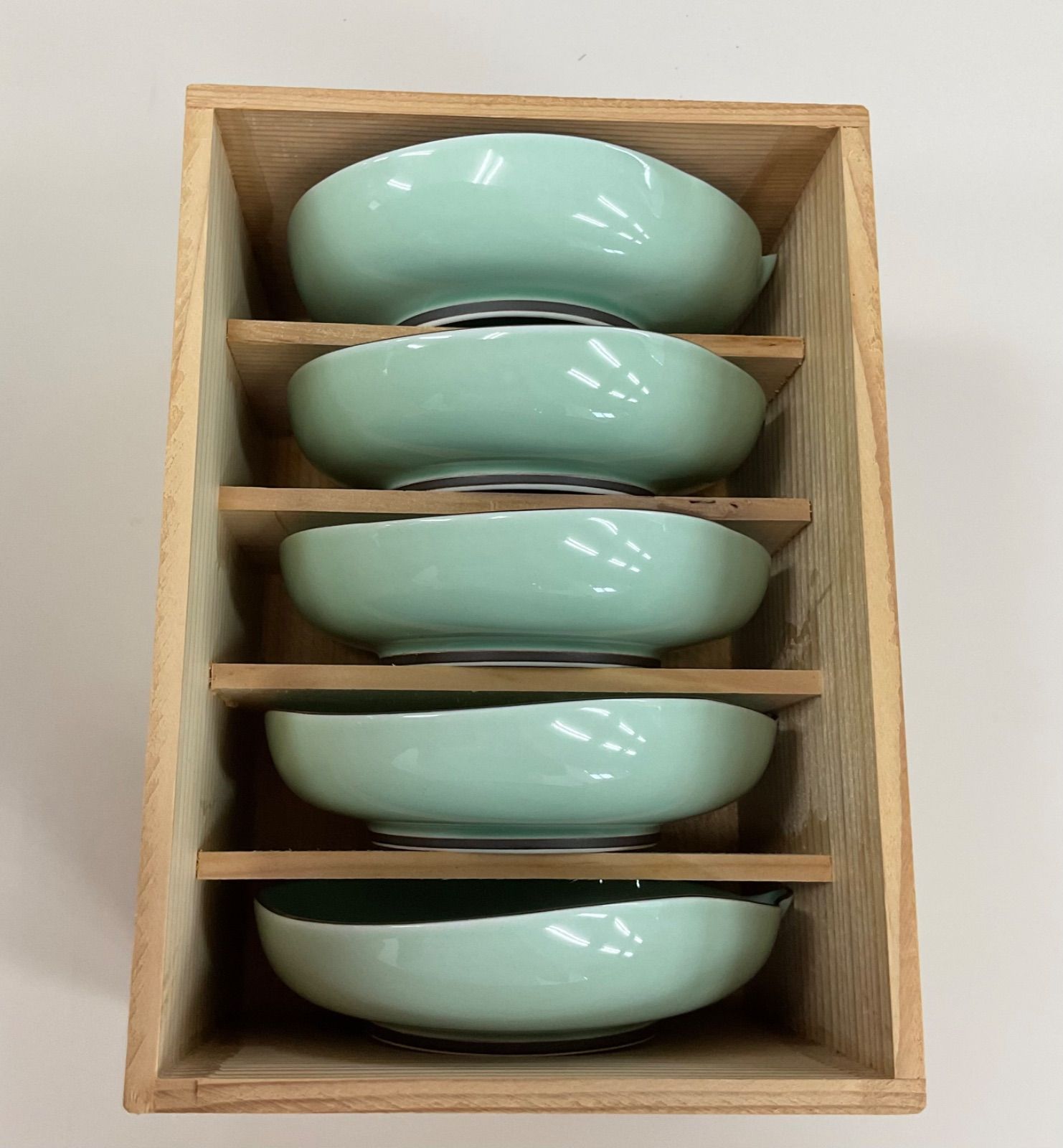 深川製磁　笹青磁　百年庵　4号皿　5枚セット　約１３cm 深川製磁 笹青磁 4号皿 5枚 深川製磁 百年庵 笹