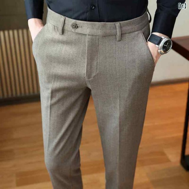 36 体重約 175 ポンド メンズ ファッション 服 男性用 オシャレ シンプル 大人 かっこいい 大きいサイズ ストリート 紳士服 ウール カジュアル パンツ ストライプ スリム フィットパンツ ビジネス スーツ フリース