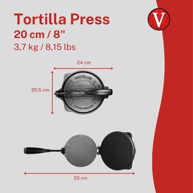 Victoria 8インチ 商用グレード 鋳鉄製 トルティーヤプレス 超高