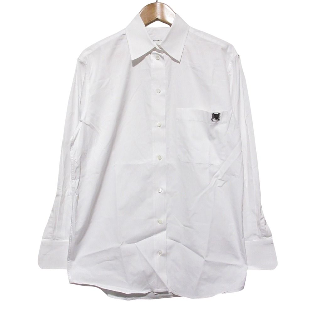 新品同様 MAISON KITSUNE メゾンキツネ フォックスヘッド ロングスリーブ シャツ LW00404WC0025 サイズXS ホワイト レディース 古着 中古 MAISON KITSUNE 新品同様 メゾンキツネ フォックスヘッド ロング