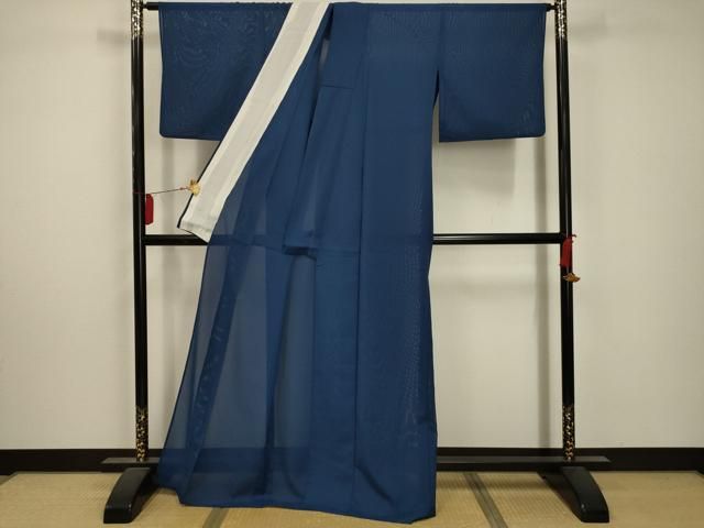 平和屋着物 夏物 色無地 絽 紺瑠璃色 洗える着物 AABA5671sx