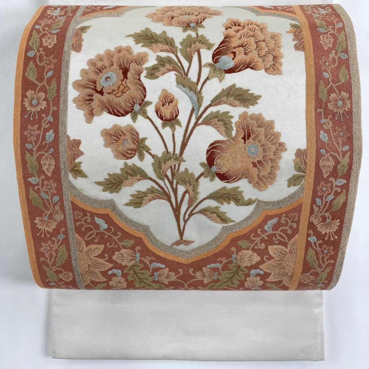 【美品】袋帯 相良刺繍 花鳥 シルバー お太鼓柄 袋帯 名品 草花 銀糸 相良刺繍 銀色 お太鼓柄 正絹 【中古】 - メルカリ