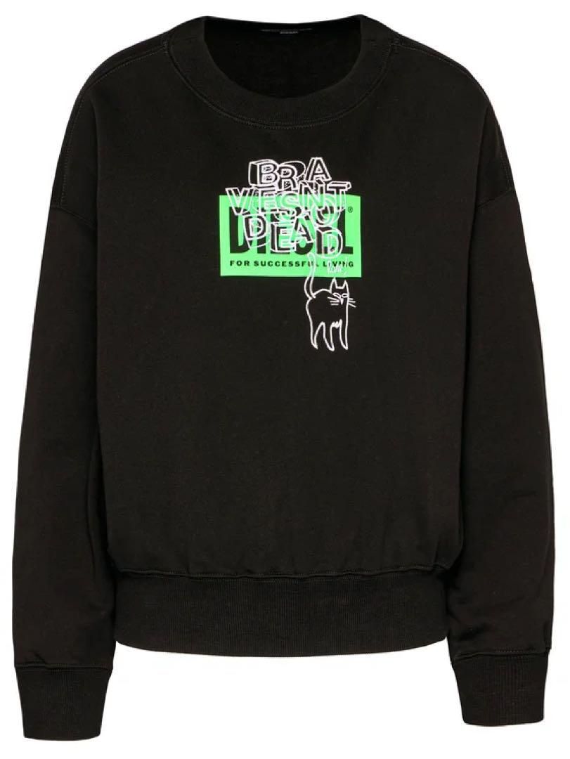 DIESEL - DIESEL スウェット XS ボックスロゴ　猫　トレーナー ブラック ディーゼル DIESEL スウェット XS ボックスロゴ 猫 トレーナー