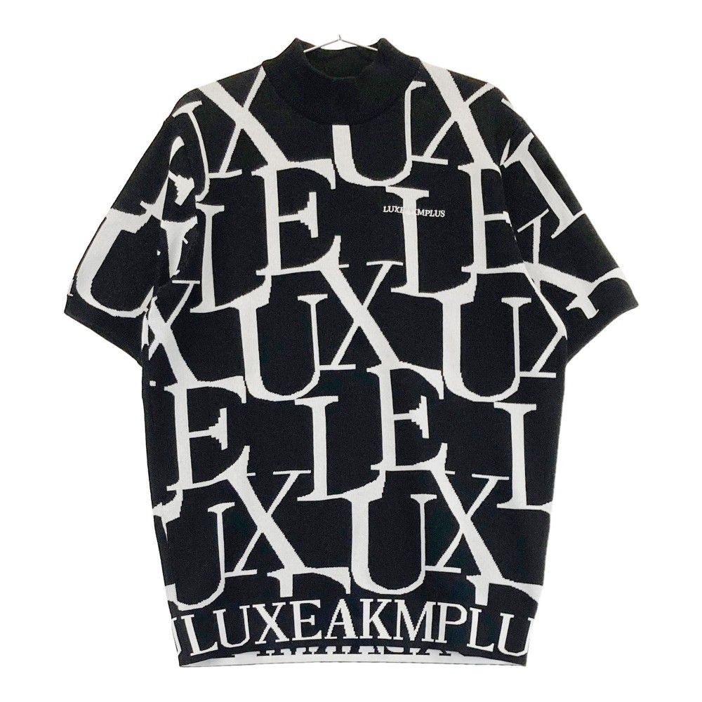 サイズ：XL LUXEAKMPLUS リュクスエイケイエムプラス  半袖ニットセーター ロゴ 総柄 ブラック系 [240101353524] ゴルフウェア メンズ ストスト