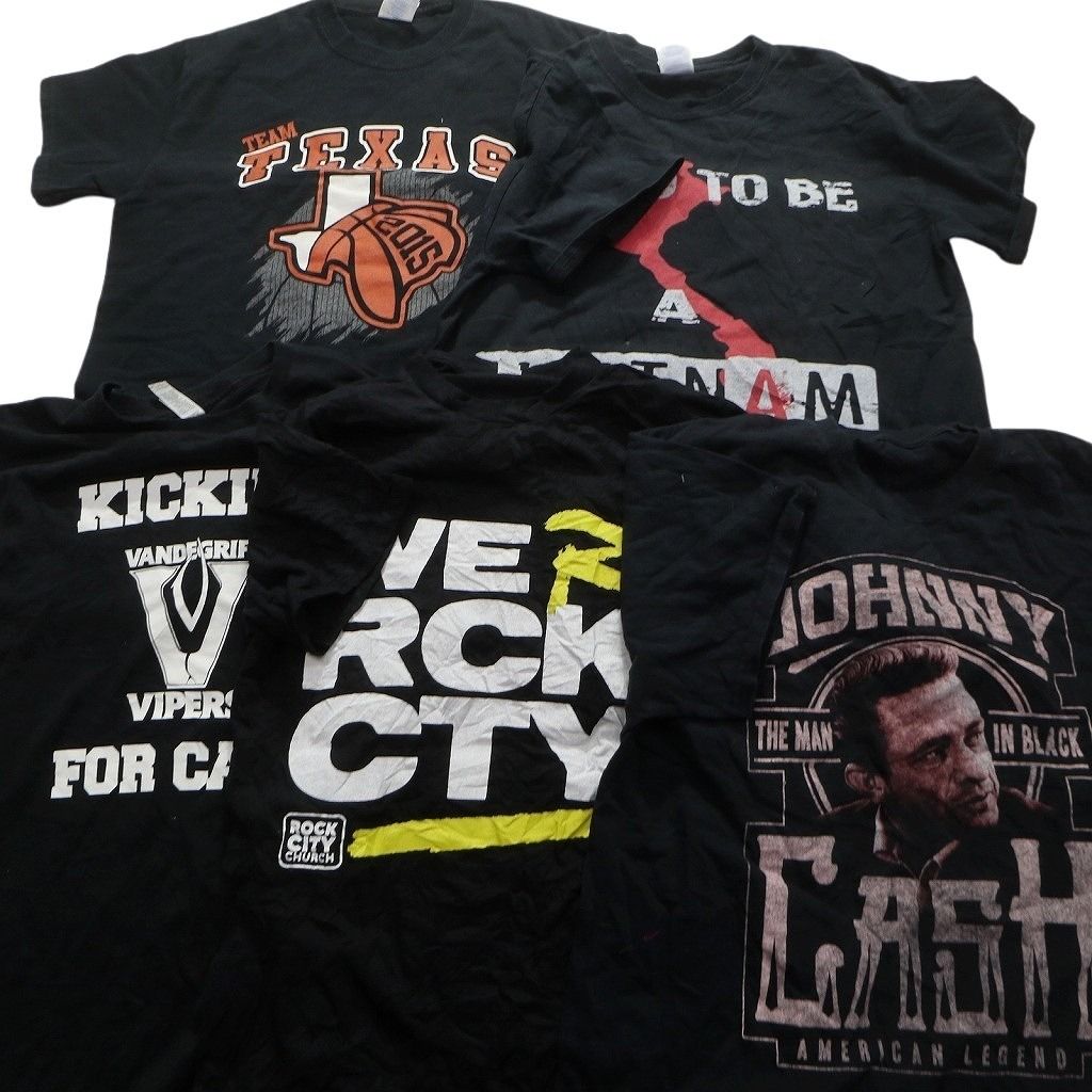 古着卸 まとめ売り 黒・グレー ボディ プリント 半袖Tシャツ 20枚