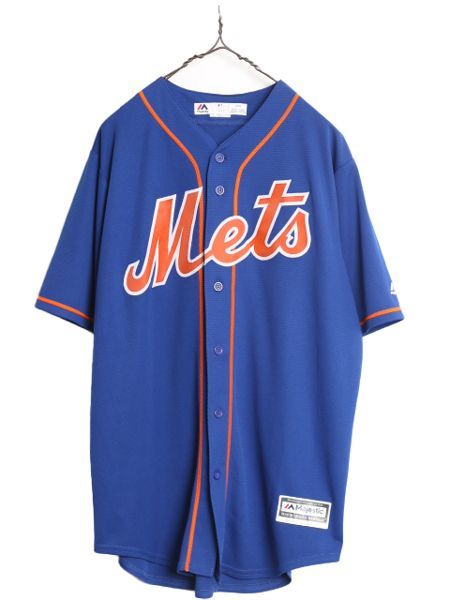 [Special coupons are being distributed!] MLB Official Majestic Mets Baseball Shirt Men's L/Uniform Game Shirt Major League Short Sleeve Shirt Major League Baseball
