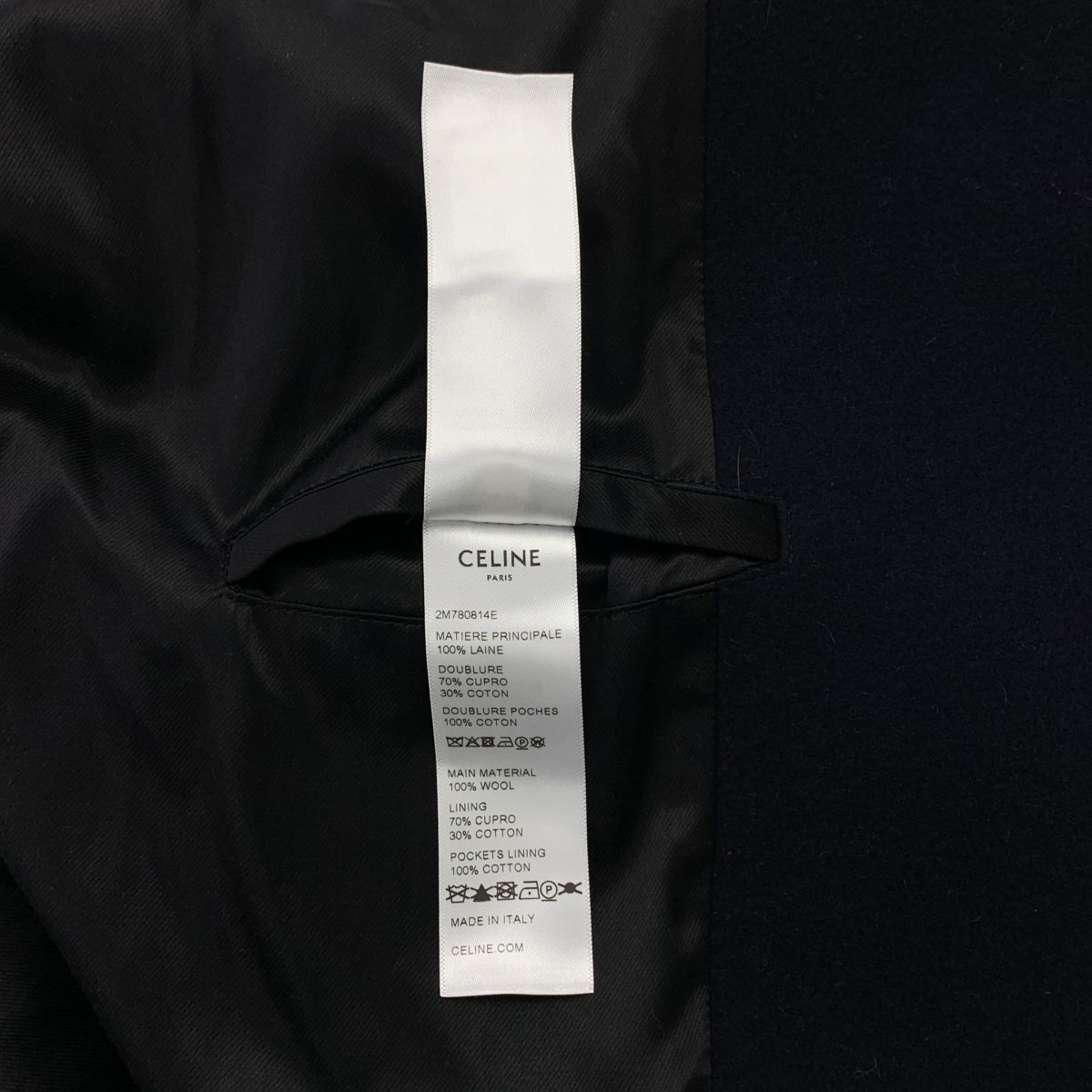 【在庫限りの大特価】 CELINE セリーヌ ウール 金ボタン ダブル オーバーコート 総裏地 40 ダークネイビー レディース 【国内未発売モデル】