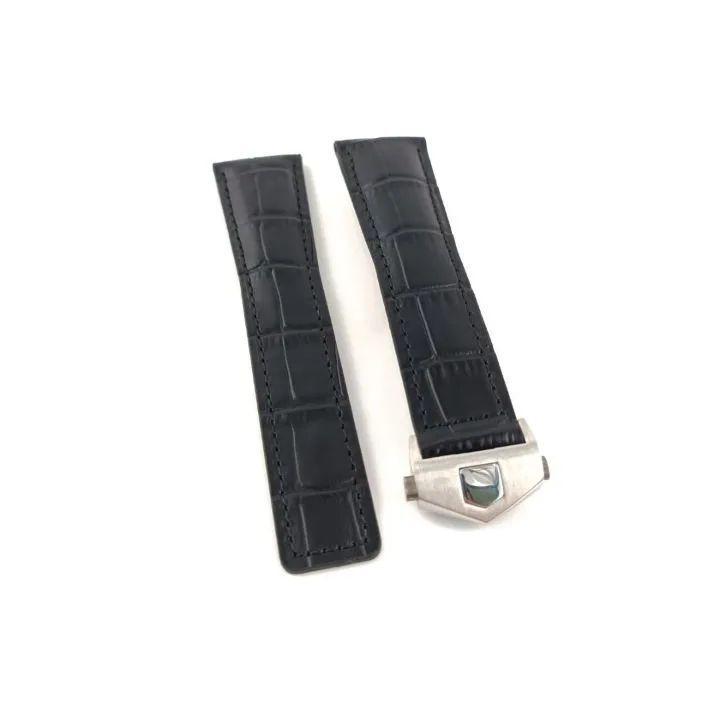Tag Heuer ブラックレザーベルト 22mm 腕時計 レザー ベルト 防水仕様 ブラック 黒 Dバックル 【対応
