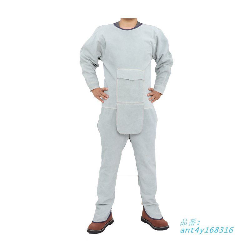 溶接エプロン 牛革 作業エプロン 大判 溶接用エプロン ツールポケット 防炎 ローネック 防護服 耐摩耗 電気溶接 作業服 耐熱 ant4y168316