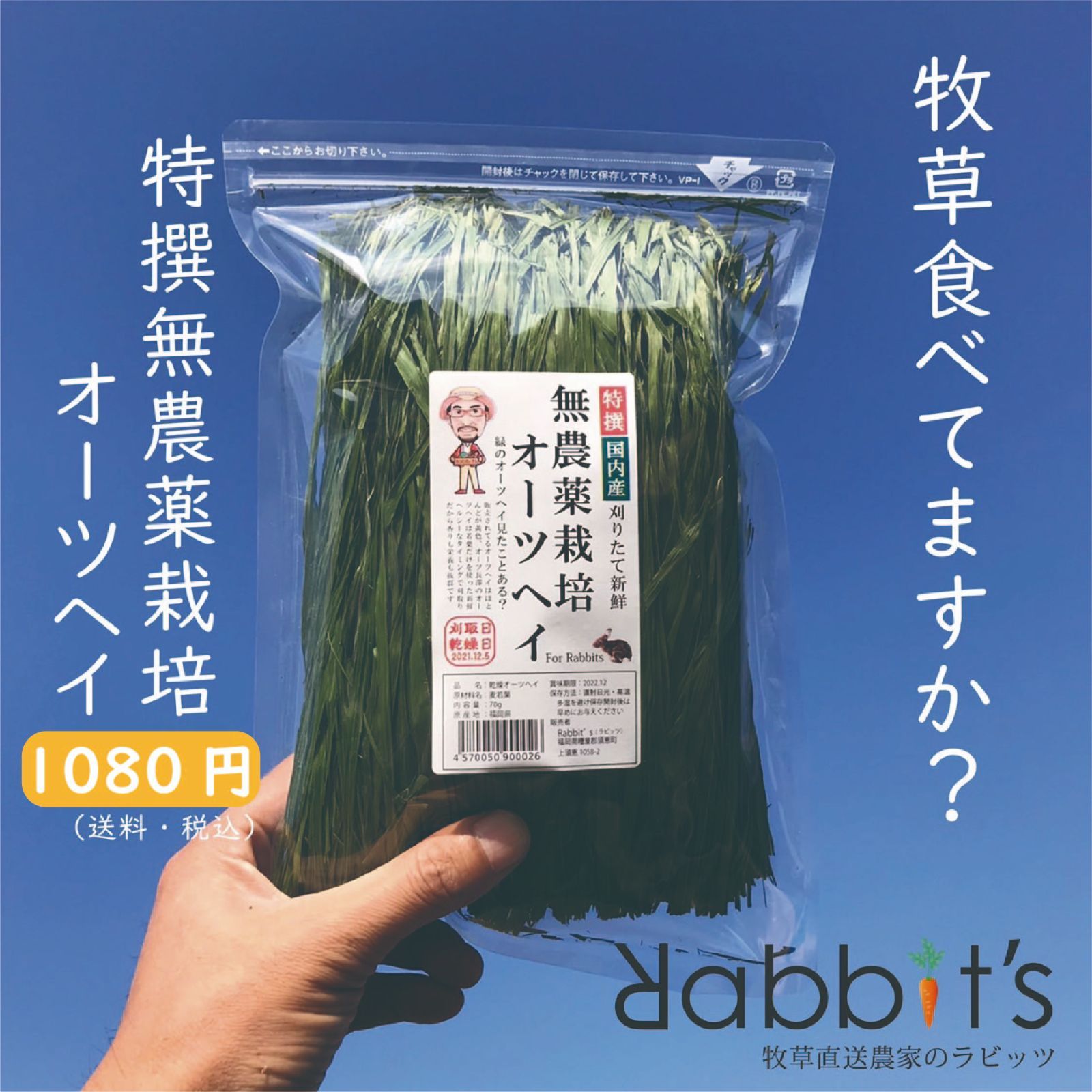 【人気NO1】【乾燥】特撰無農薬オーツヘイ70g ラビッツ　10袋 人気NO1】【乾燥】特撰無農薬オーツヘイ70g ラビッツ - メルカリ