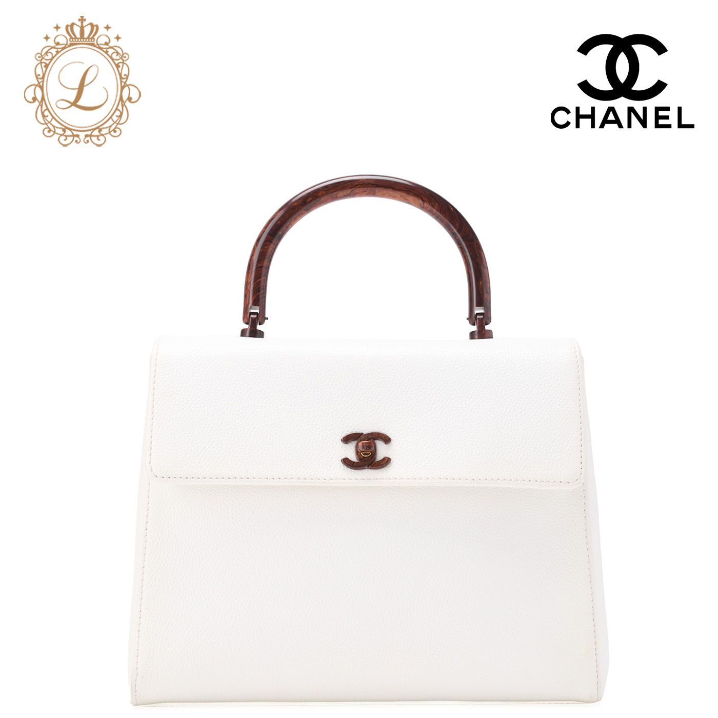 正規美品！シャネル　キャビアスキン　ハンドバッグ　バイカラー　ターンロック CHANEL シャネル ケリー型ハンドバッグ キャビアスキン ココ